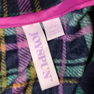 JOYSPUN soft plaid fleece style pajamas set size large with pockets thumbnail 2