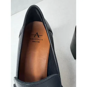 Aquatalia Josette Black Nappa Leather Heeled Loafers Moccasins Size 11 thumbnail 7