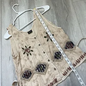 Renaissance Embroidered Tank Top cotton crop womens Beige (one size) boho fairy thumbnail 5