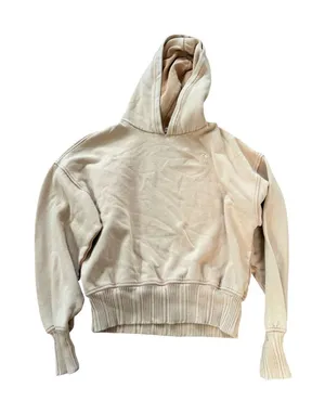 Aerie‎ Womens Tan Embroidered Bow Fleece Pullover Hoodie Sweatshirt Size S thumbnail 1