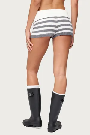 Edikted Saphi Striped Foldover Knit Shorts thumbnail 3
