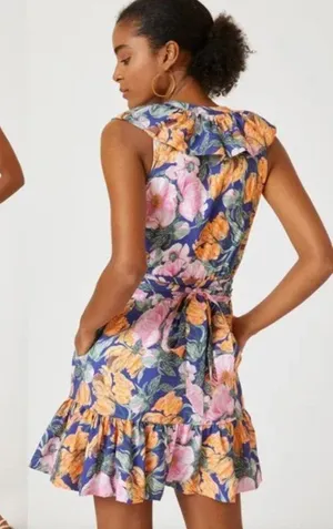 NEW Anthropologie Floral Wrap Mini Dress thumbnail 1