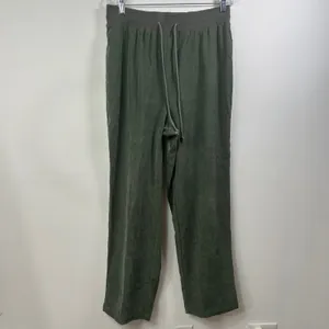 Denim & Co Olive Green Faux Suede Zip Hoodie and Pants Tracksuit Set Large thumbnail 3