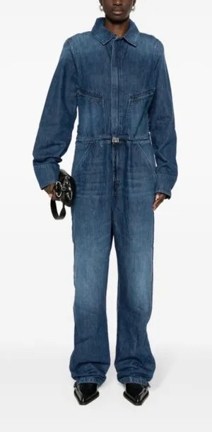3x1 NYC Denim Jumpsuit Sz Large Straight Leg Long Sleeve Button Up Collared NWT thumbnail 1