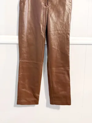 Aritzia Babaton Command vegan leather pants in coffee bean thumbnail 7