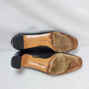Salvatore Ferragamo Gancini‎ Pumps Womens 7.5 B Black Leather Block Heel Italy thumbnail 8