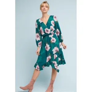 Anthropologie Spring wedding guest dress Plenty Floral Short Sleeve Flowy XS thumbnail 2