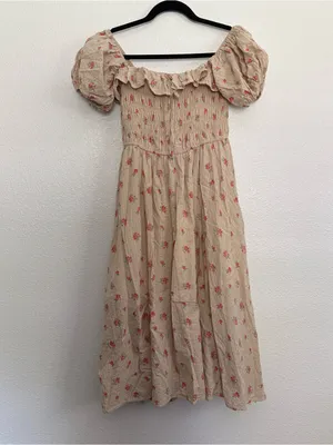 NEW R.Vivimos Womens Summer Floral Print Puff Sleeve Dress Medium 8/10 thumbnail 2