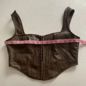Windsor Brown Faux Leather Corset Top Size L Bustier Hook Front Structured Crop thumbnail 5