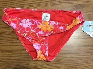 NWT ROXY Women's Swim Bikini Bottom Hipster Pink Floral Meadow Flowers Size L thumbnail 1