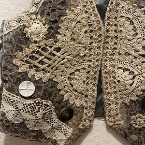 Vintage Silk Vest Lace Embellished Beads Sequin Floral Boho thumbnail 4