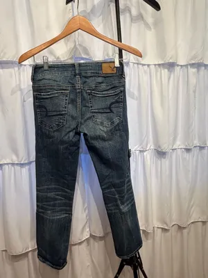 American Eagle Outfitters Juniors Dark Blue Cropped Slim Straight Jeans Size 0 thumbnail 8
