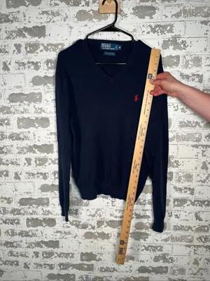 Polo by Ralph Lauren | mens vneck pima cotton blue sweater thumbnail 5