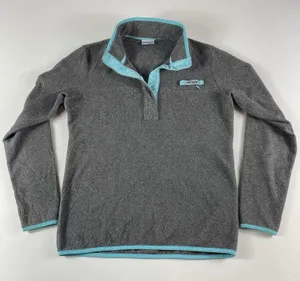 Columbia‎ 1/4 Snap Jacket Womens Small Gray T-Snap Fleece Long Sleeve Ladies thumbnail 1