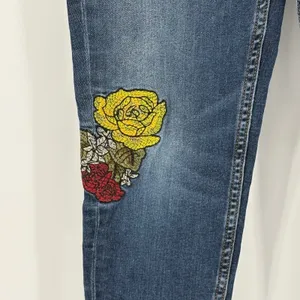 Zara Basic Z1975 Denim Women Blue Embroidered Rose Skinny Jeans Boho Size 4‎ thumbnail 9