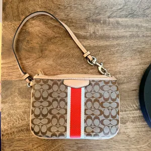 Coach Signature C Wristlet Orange Brown Racing Stripe Y2K Preppy Classic thumbnail 11