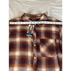 GAP Women's Soft Cotton Flannel Relaxed Fit Brown Plaid Women’s Large thumbnail 7