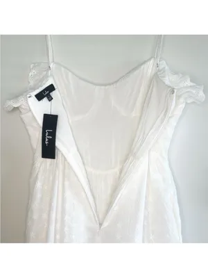White lulus lace eyelet Spaghetti-Strap Midi Dress thumbnail 7