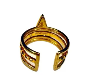 Stella & Dot Turquoise Stacked Stone Adjustable Gold Ring Tribal EUC thumbnail 3