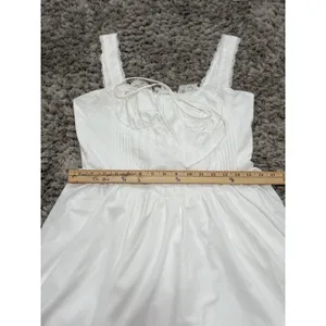 Dress White Lace Corset Fit Flare Mini Milkmaid Babydoll Cottagecore Women L thumbnail 12