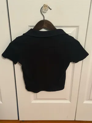 Brandy Melville Black Zippered Polo Short Sleeve thumbnail 3