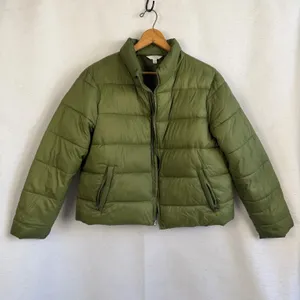 Puffer Jacket Green Quilted Crop Full Zip Mock Neck‎ Womens Size Large Winter thumbnail 4