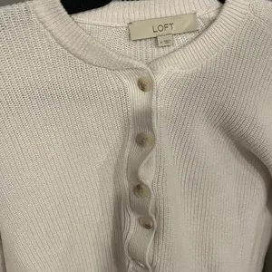 LOFT Women’s Button White Cardigan medium Sweater thumbnail 2