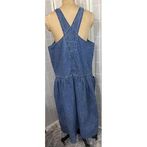 VTG‎ Sunbelt Jumper Dress Blue Jean Denim Overall Country Modest Cottagecore Lg thumbnail 14