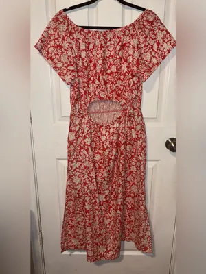 Universal Thread Red Floral Midi Dress thumbnail 4