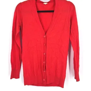 J. Crew Blood Orange Merino‎ Wool Cardigan small button down thumbnail 1