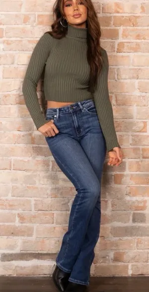 KanCan Women's Dark Blue Flare Jeans thumbnail 1