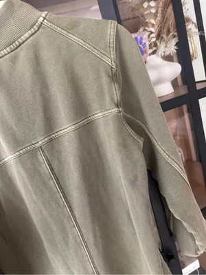 Daily Practice by Anthropologie Meru Mini Dress long sleeve olive 1/4 zip half thumbnail 6