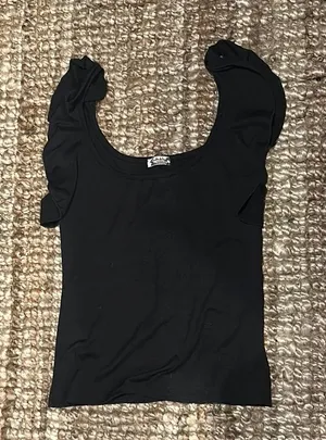 Intimately Free People Black Ruffle Hem Tank thumbnail 1