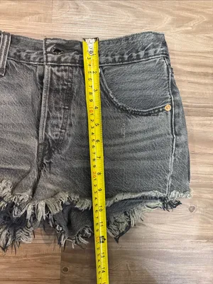 Levi’s Premium 501 Original Slashed Black Distressed Shorts W24 thumbnail 7