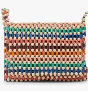 Multicolor Beaded Crossbody Bag Pink thumbnail 1