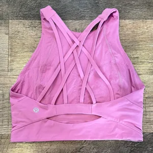 Lululemon Free To Be Serene High Neck Long Line Sports Bra Magenta Glow 6 thumbnail 1