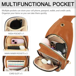 Sling Bag for Women Faux Leather Fanny Pack Detachable Strap Crossbody Bag FC1 thumbnail 7