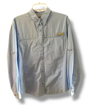 Columbia Women's Long‎ Sleeve Button Up Shirt Light Blue XL Fishing Outdoor thumbnail 1