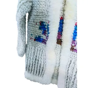 Vintage Andriano 1970's Chunky Knit Cardigan Oversized Bohemian Hippie Sweater thumbnail 4