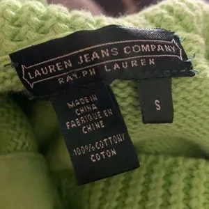 Ralph Lauren Jeans Co Toggle Collar Sweater Small Green Cotton Preppy Fisherman thumbnail 5