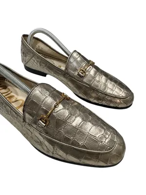 Sam Edelman Loraine Loafer Metallic Gold Crocodile Embossed Horsebit Leather 10M thumbnail 5