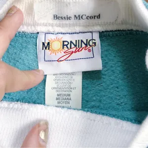 vintage • grandma sweatshirt aqua cotton collared puppies pullover grandmacore thumbnail 3