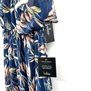 NWT Lulus size small blue floral maxi dress tiered‎ strappy halter like top thumbnail 6