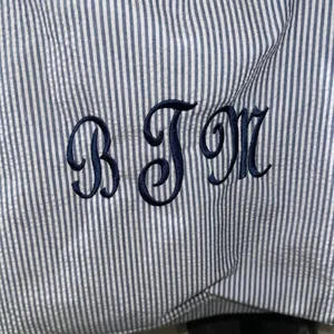 Seersucker monogrammed tote New Blue thumbnail 3