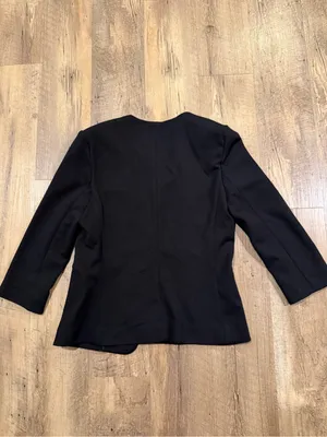 Calvin Klein Black Open-Front Blazer with Three-Quarter Sleeves thumbnail 6