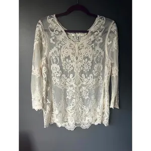 Solitaire Women's Lace Sheer Top Medium thumbnail 3