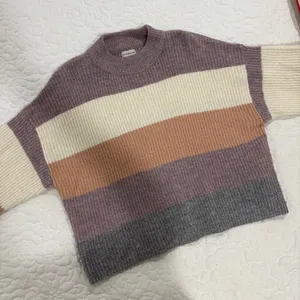 Silverflint Boutique soft and cozy purple and brown striped sweater thumbnail 2