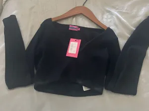 Edikted Long Sleeve Crop Top Black thumbnail 1