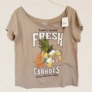 Disney Winnie the Pooh Rabbit Fresh Carrots Graphic Tee Tan XS‎ NEW thumbnail 2