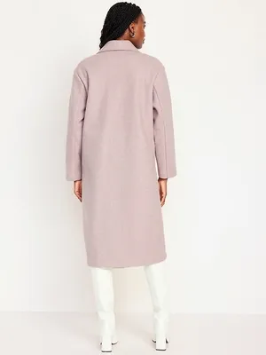 Old Navy Soft-Brushed Long Overcoat Mauve Pink Womens Small Winter Coat thumbnail 2